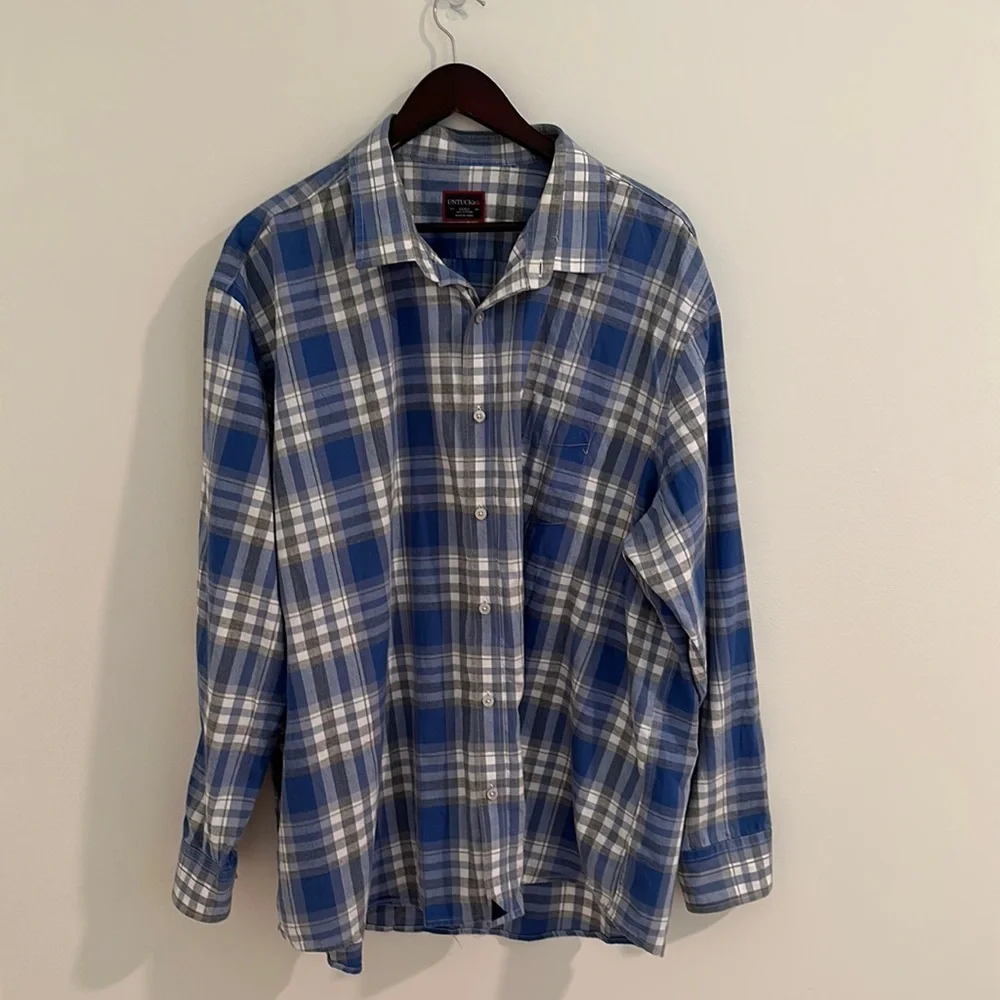 UNTUCKIT Men's Long Sleeve Button Front Chambray Shirt Size XXXLC